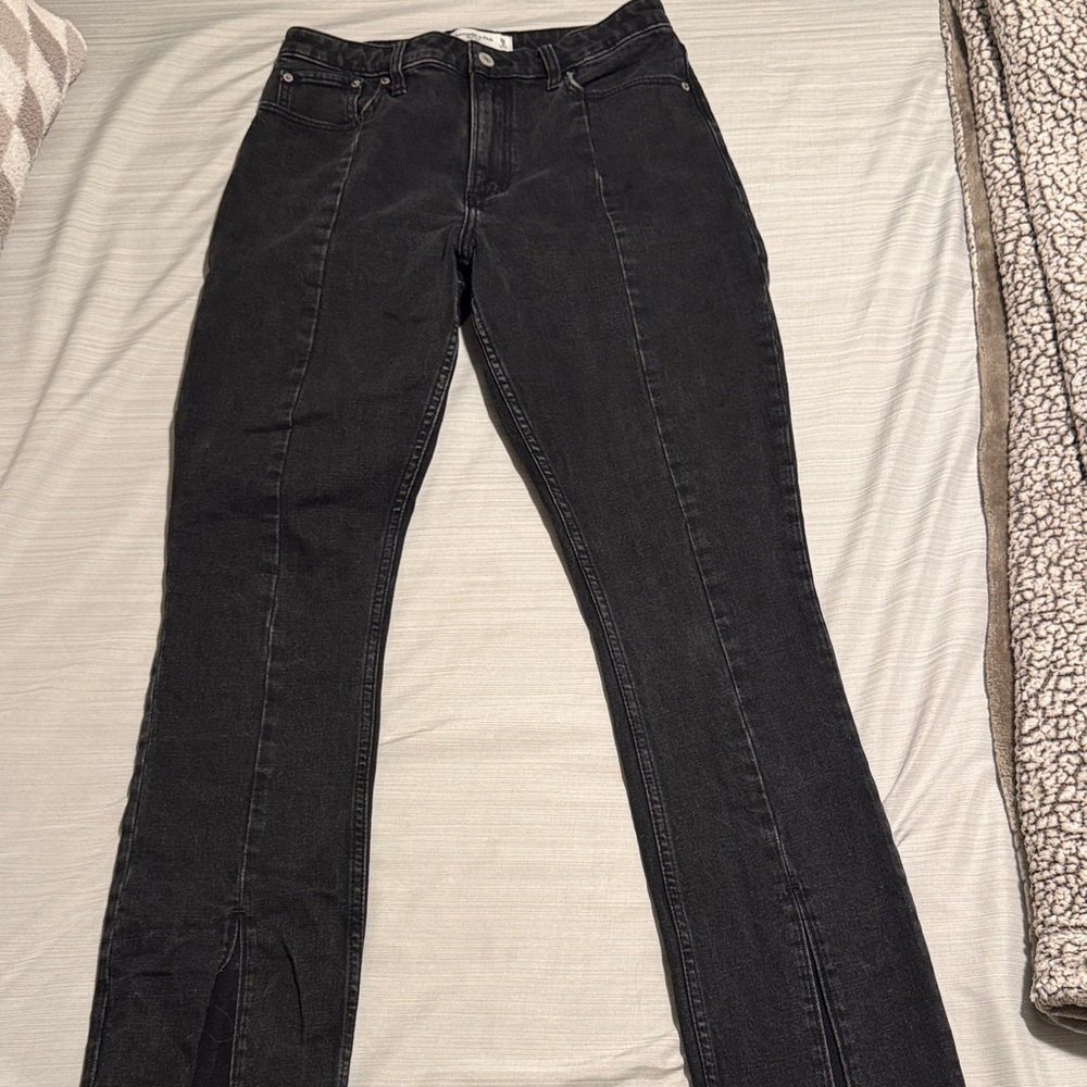Abercrombie & Fitch Women's Dark Gray Straight Leg Jeans